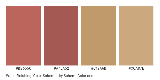 Wood Finishing - Color scheme palette thumbnail - #bb655c #a45a52 #c19a6b #cca87e 