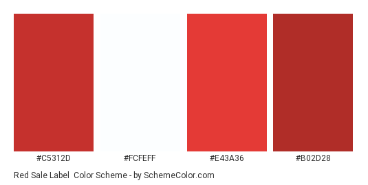 Red Sale Label - Color scheme palette thumbnail - #c5312d #fcfeff #e43a36 #b02d28 