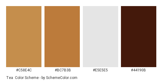Tea - Color scheme palette thumbnail - #c58e4c #bc7b3b #e5e5e5 #44190b 