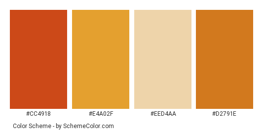 Cocktail with Orange Slice - Color scheme palette thumbnail - #cc4918 #e4a02f #eed4aa #d2791e 
