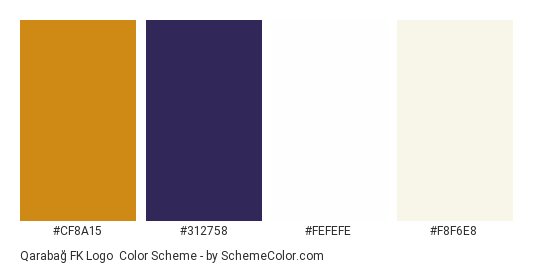 Qarabağ FK Logo - Color scheme palette thumbnail - #cf8a15 #312758 #fefefe #f8f6e8 