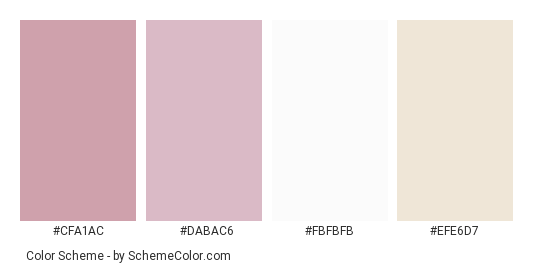 Love That Whipped Cream - Color scheme palette thumbnail - #cfa1ac #dabac6 #fbfbfb #efe6d7 