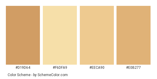 Silk in Gold - Color scheme palette thumbnail - #d19d64 #f6dfa9 #eeca90 #e0b277 