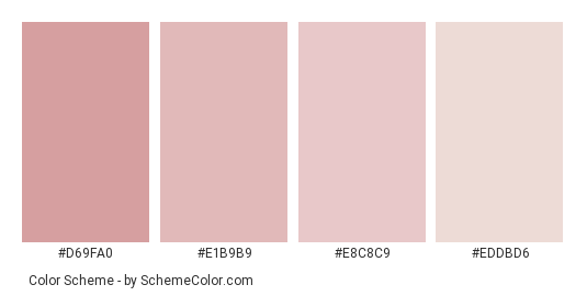 Baby Soft Skin - Color scheme palette thumbnail - #d69fa0 #e1b9b9 #e8c8c9 #eddbd6 
