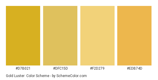 Gold Luster - Color scheme palette thumbnail - #d7b021 #dfc15d #f2d279 #edb74d 