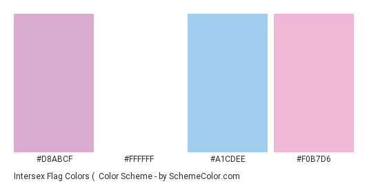 Intersex Flag Colors (#2) - Color scheme palette thumbnail - #d8abcf #ffffff #a1cdee #f0b7d6 