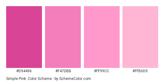 Simple Pink - Color scheme palette thumbnail - #d94496 #f47dbb #ff99cc #FFB6D5 