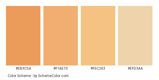 Yellow Onion - Color scheme palette thumbnail - #eb9c5a #f1ae70 #f6c283 #efd3aa 