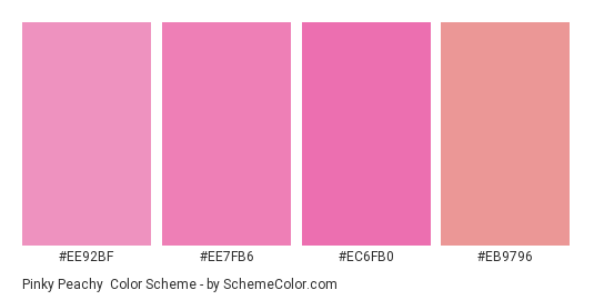 Pinky Peachy - Color scheme palette thumbnail - #ee92bf #ee7fb6 #ec6fb0 #eb9796 