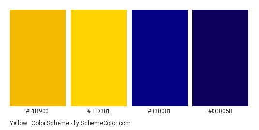 Yellow & Navy Blue - Color scheme palette thumbnail - #f1b900 #ffd301 #030081 #0c005b 