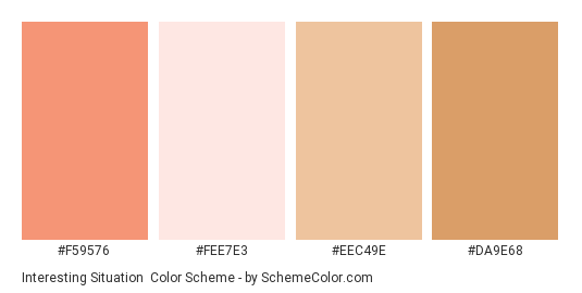 Interesting Situation - Color scheme palette thumbnail - #f59576 #fee7e3 #eec49e #da9e68 