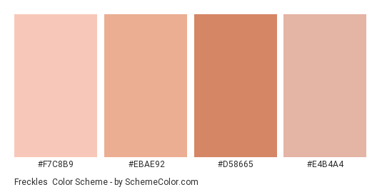 Freckles - Color scheme palette thumbnail - #f7c8b9 #ebae92 #d58665 #e4b4a4 