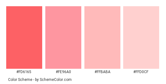 Pink Rose - Color scheme palette thumbnail - #fd6165 #fe96a0 #ffbaba #ffd0cf 