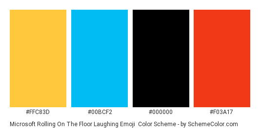 Microsoft Rolling on the Floor Laughing Emoji - Color scheme palette thumbnail - #ffc83d #00bcf2 #000000 #f03a17 