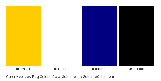 Outer Hebrides Flag Colors - Color scheme palette thumbnail - #ffcc01 #ffffff #000080 #000000 