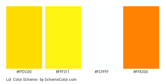 Lol - Color scheme palette thumbnail - #ffdc00 #fff311 #fcffff #ff8300 