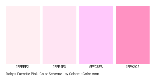 Baby’s Favorite Pink - Color scheme palette thumbnail - #ffeef2 #ffe4f3 #ffc8fb #ff92c2 