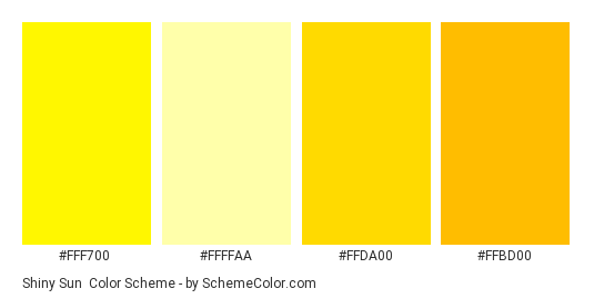 Shiny Sun - Color scheme palette thumbnail - #fff700 #ffffaa #ffda00 #ffbd00 