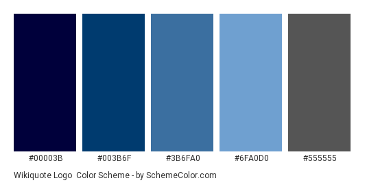 Wikiquote Logo - Color scheme palette thumbnail - #00003b #003b6f #3b6fa0 #6fa0d0 #555555 