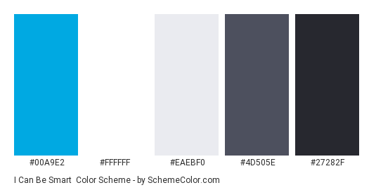 I Can be Smart - Color scheme palette thumbnail - #00A9E2 #FFFFFF #EAEBF0 #4D505E #27282F 