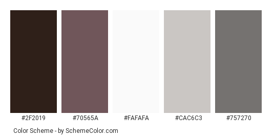 Test Post of Image Cat - Color scheme palette thumbnail - #2f2019 #70565a #fafafa #cac6c3 #757270 