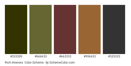 Rich Interiors - Color scheme palette thumbnail - #333300 #666633 #663333 #996633 #333333 