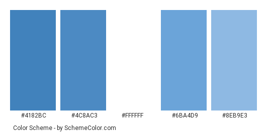 Blue Gingham Checks - Color scheme palette thumbnail - #4182bc #4c8ac3 #ffffff #6ba4d9 #8eb9e3 