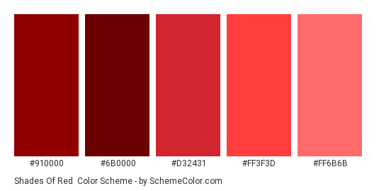 Shades Of Red Color » Monochromatic » SchemeColor.com