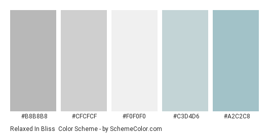 Relaxed in Bliss - Color scheme palette thumbnail - #B8B8B8 #CFCFCF #F0F0F0 #C3D4D6 #A2C2C8 