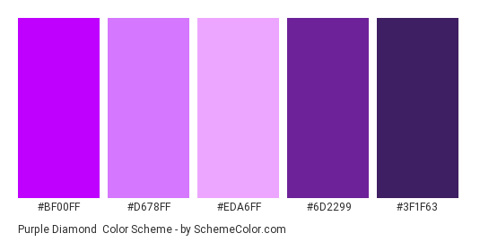 Purple Diamond - Color scheme palette thumbnail - #BF00FF #D678FF #EDA6FF #6D2299 #3F1F63 