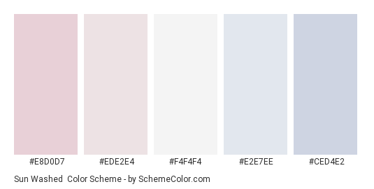 Sun Washed - Color scheme palette thumbnail - #E8D0D7 #EDE2E4 #F4F4F4 #E2E7EE #CED4E2 