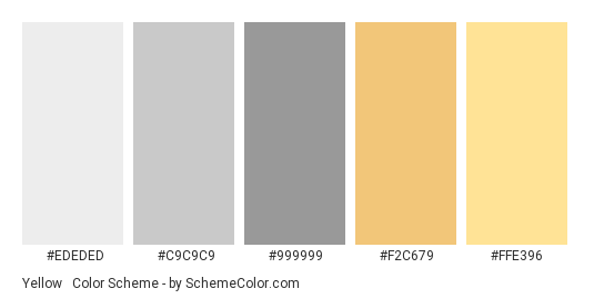 Yellow & Silver Theme - Color scheme palette thumbnail - #EDEDED #C9C9C9 #999999 #F2C679 #FFE396 