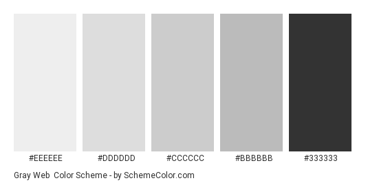 Gray Web - Color scheme palette thumbnail - #EEEEEE #DDDDDD #CCCCCC #BBBBBB #333333 