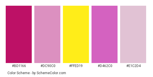 A New Hope - Color scheme palette thumbnail - #bd1166 #dc90c0 #ffed19 #d462c0 #e1c2d4 