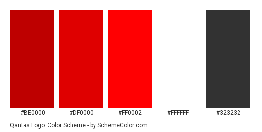 Qantas Logo - Color scheme palette thumbnail - #be0000 #df0000 #ff0002 #ffffff #323232 