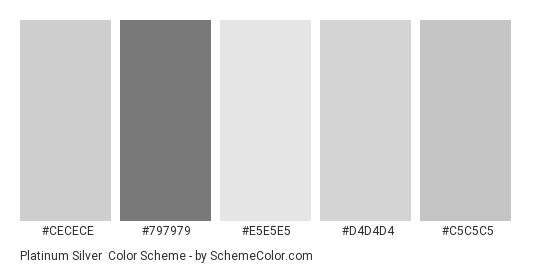 Platinum Silver - Color scheme palette thumbnail - #cecece #797979 #e5e5e5 #d4d4d4 #c5c5c5 