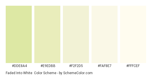 Faded into White - Color scheme palette thumbnail - #dde8a4 #e9edbb #f2f2d5 #faf8e7 #fffcef 
