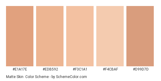 Matte Skin - Color scheme palette thumbnail - #e1a17e #edb592 #f3c1a1 #f4cbaf #d99d7d 