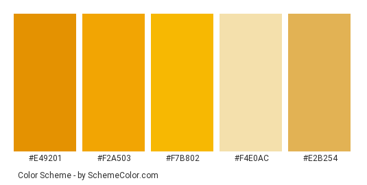 Kut Berry Orange - Color scheme palette thumbnail - #e49201 #f2a503 #f7b802 #f4e0ac #e2b254 