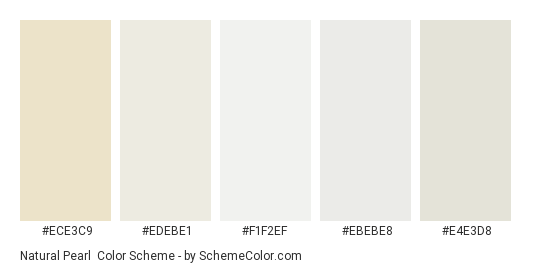 Natural Pearl - Color scheme palette thumbnail - #ece3c9 #edebe1 #f1f2ef #ebebe8 #e4e3d8 