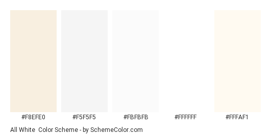 All White - Color scheme palette thumbnail - #f8efe0 #f5f5f5 #fbfbfb #ffffff #fffaf1 