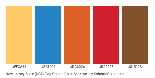 New Jersey State (USA) Flag Colors Color Scheme » Brown ...