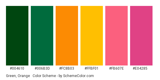 Green, Orange & Pink Color Scheme » Green » SchemeColor.com