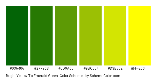 Bright Yellow To Emerald Green Color Scheme Green Schemecolor Com