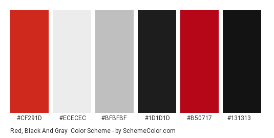 https://www.schemecolor.com/wp-content/themes/colorsite/include/cc6.php?color0=cf291d&amp;color1=ececec&amp;color2=bfbfbf&amp;color3=1d1d1d&amp;color4=b50717&amp;color5=131313&amp;pn=Red,%20Black%20and%20Gray
