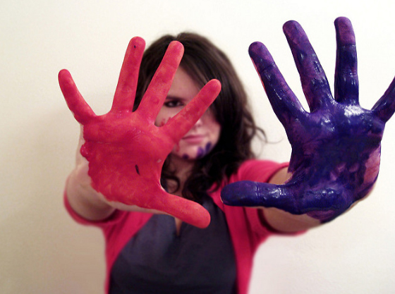 Girl hands with colored