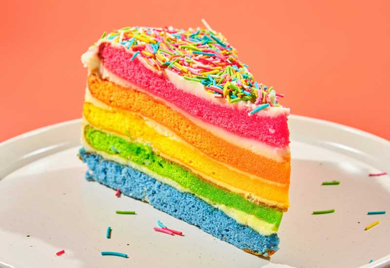 A Slice of Rainbow Cake Image