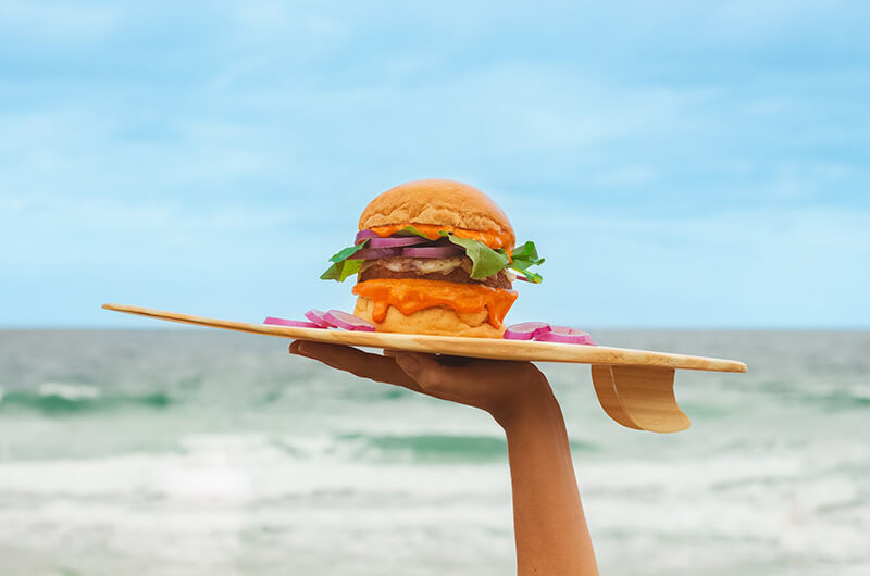 Burger at the beach