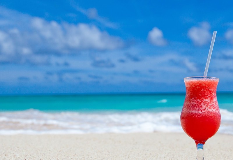 Caribbean beach and cocktail