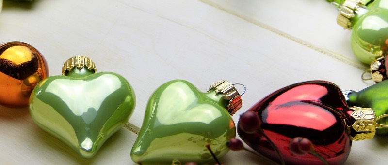 Christmas red and green ornaments